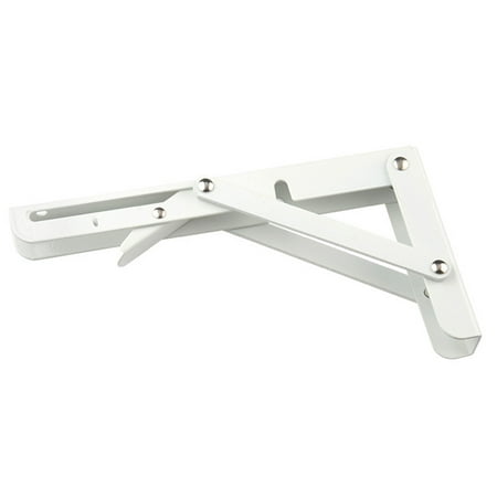 

12 inch Triangular Steel Bracket Foldable Wall Mounted Support Durable Bearing Shelf Bracket (White)