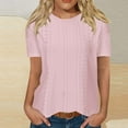 thumbnail image 2 of CFLVAEK Summer Casual Eyelet Tops for Women Loose Fit Crew Neck Resort Blouses Breathable Short Sleeve T Shirt Lightweight Plain Color Vacation Tops, 2 of 6