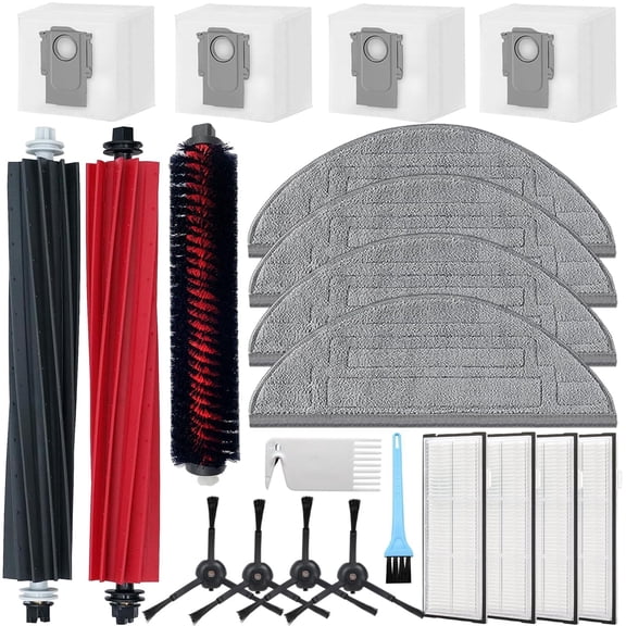 Accessories Kit Compatible with Roborock S8 Pro Ultra Robot, Replacement Parts Include 2 Roller Brush, 1 Self-Cleaning Brush, 4 Hepa Filter, 4 Side Brush, 4 Mop Cloth, 4 Dust Bags