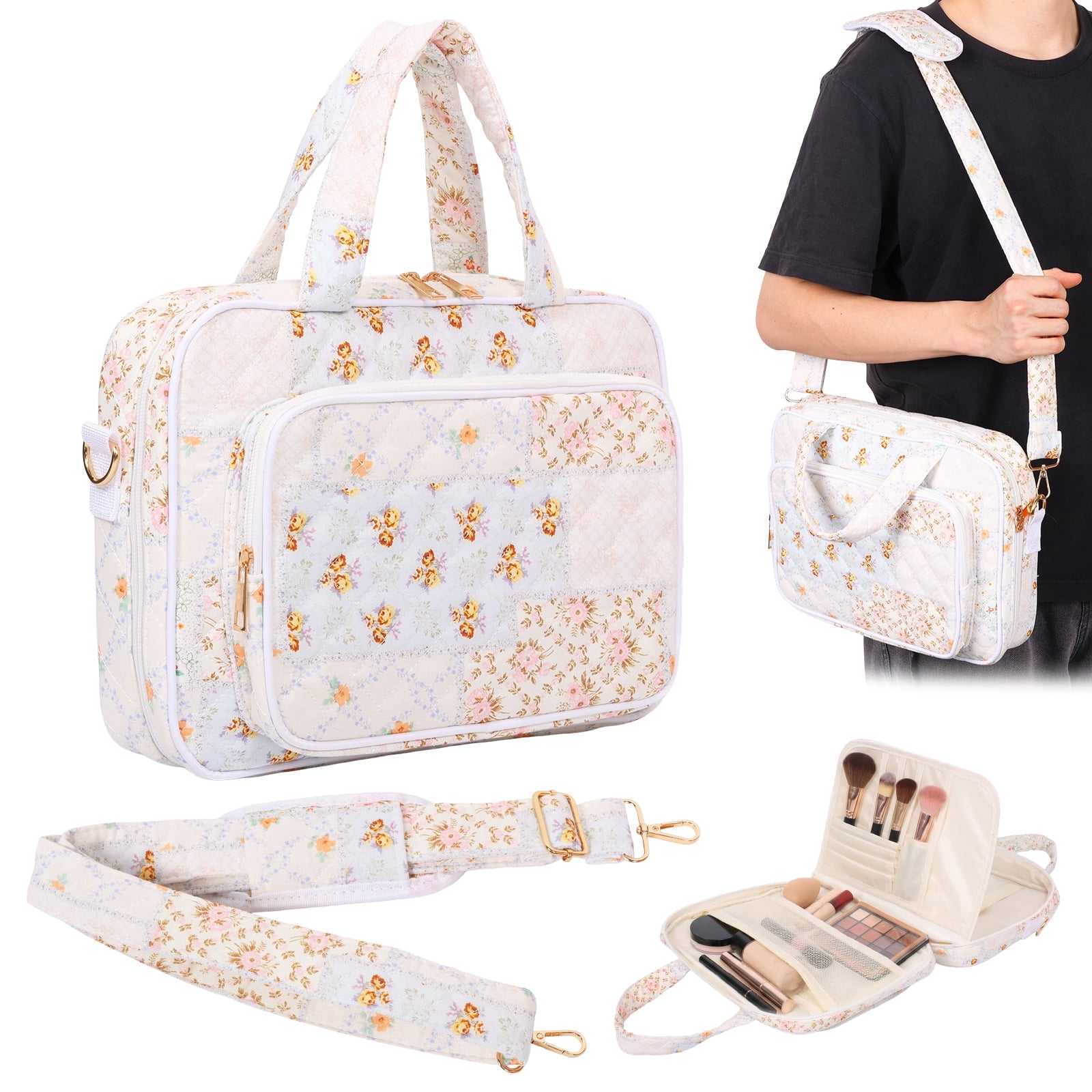 NUAHRHY Travel Hanging Toiletry Bag Waterproof Women Makeup Organizer Bag Large Capacity Portable Cosmetic Toiletry Storage Organizer for Full Sized Shampoo Conditioner Lotion Comb