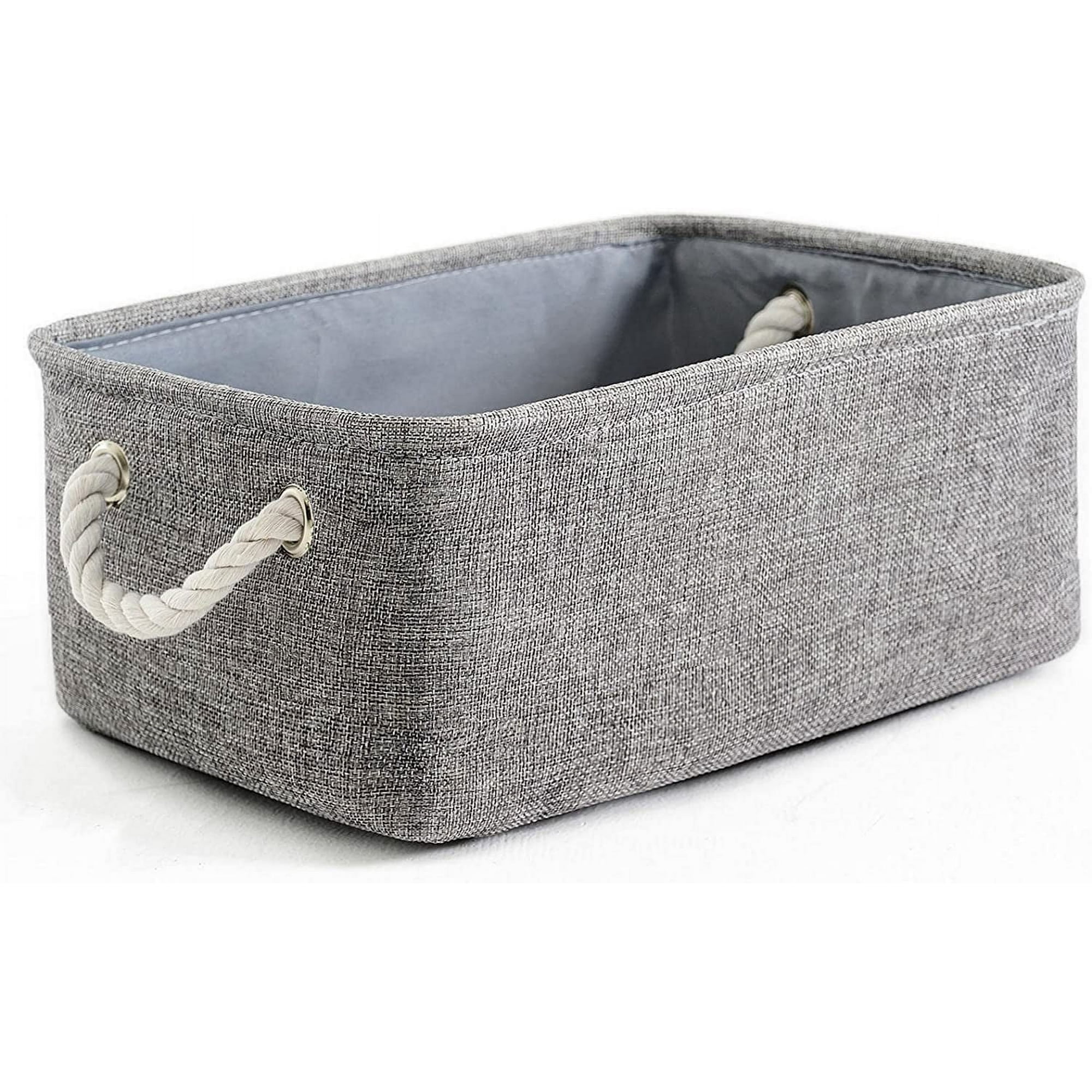 TESPERT Grey Small Storage Basket - Collapsible EVA Organizer Bin with Handles (11.8x7.9x5.1") for Closet, Toys, Laundry - Durable & Space Saving