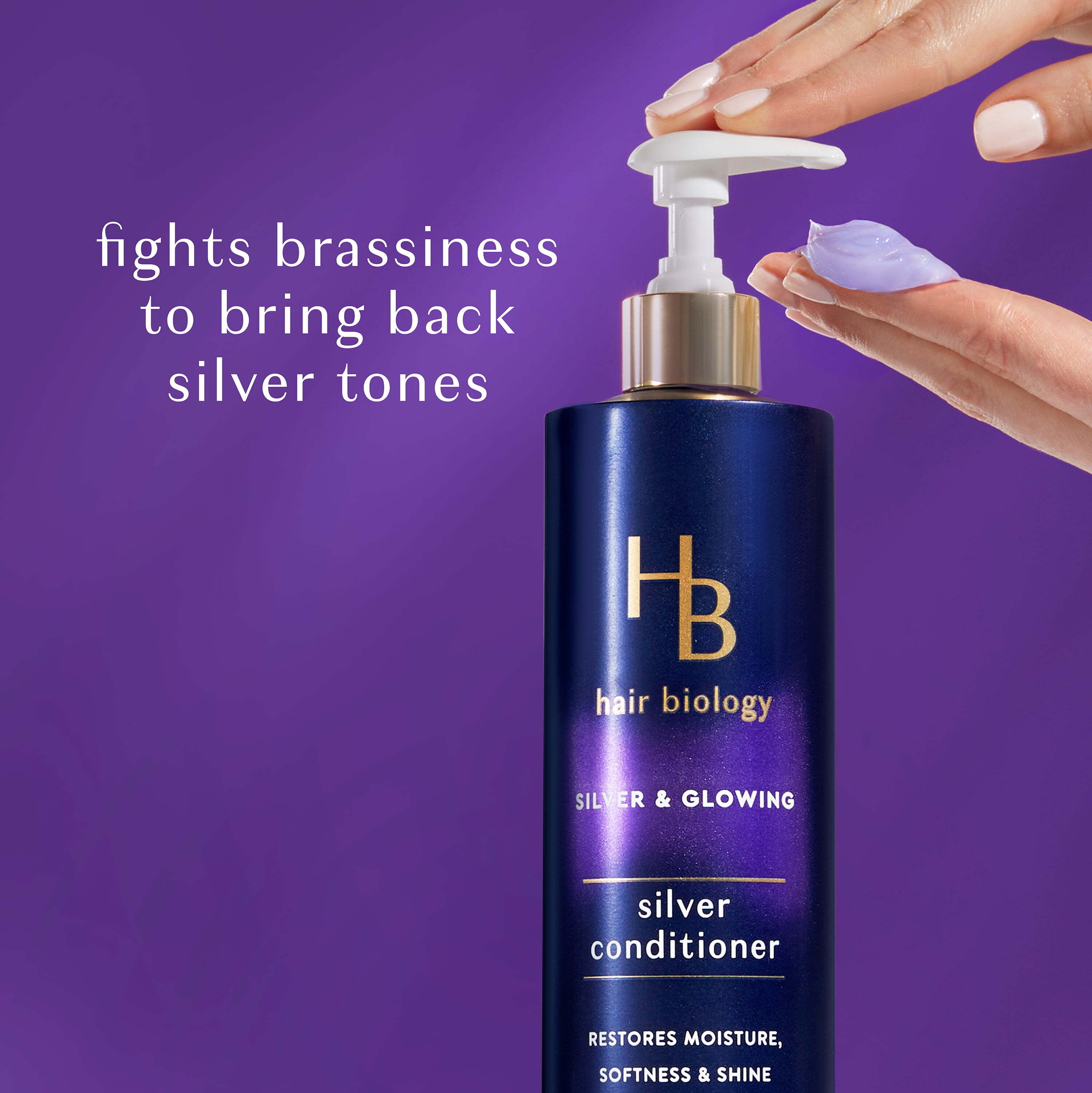 (4 pack) Hair Biology Silver and Glowing Purple Conditioner for Gray or Blonde Brassy Color Treated Hair, 12.8 fl oz