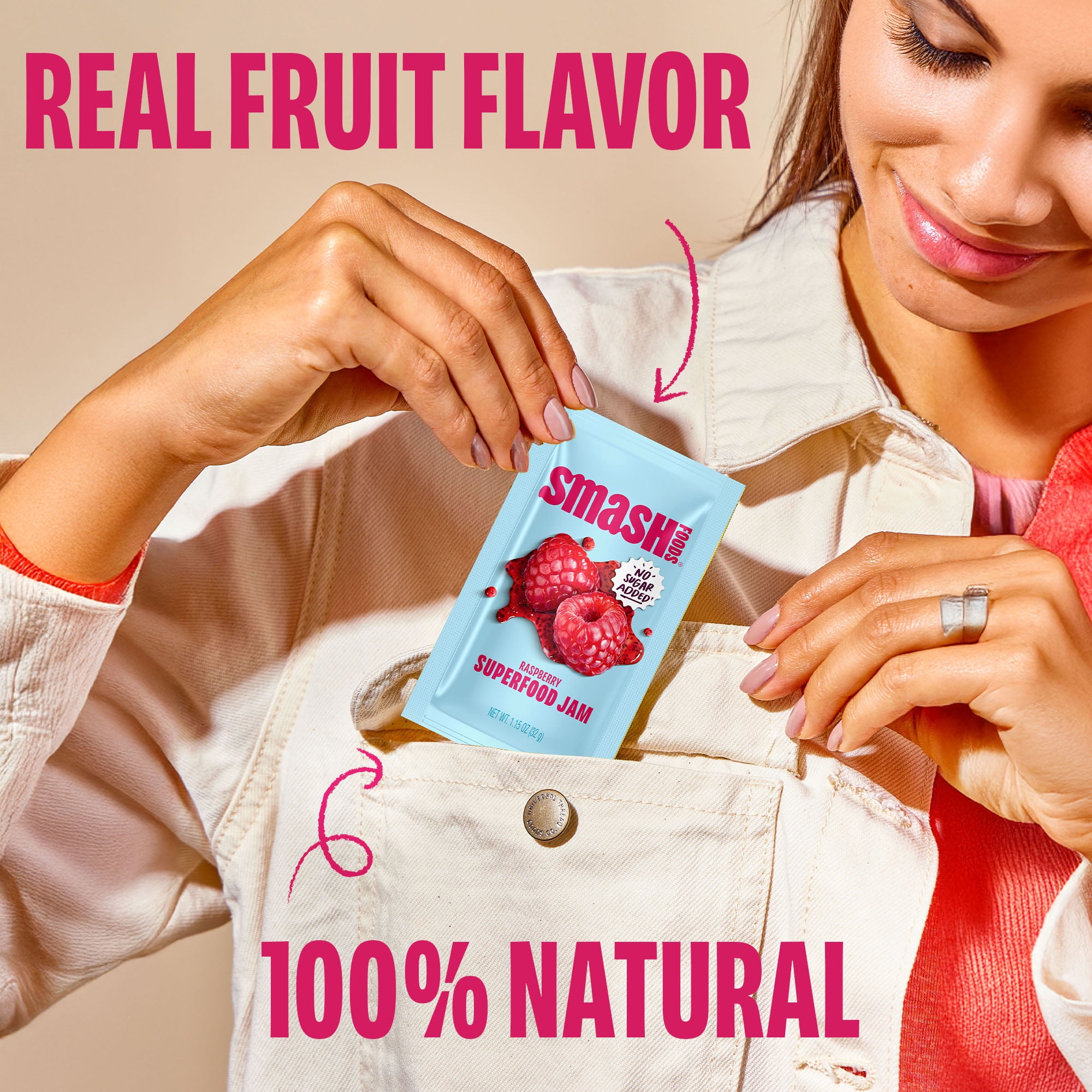 Smash Foods Raspberry Jam Packets, No Sugar Added, Keto, Vegan, 10 Count