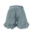 thumbnail image 5 of Shorts for Women Dressy Casual High Waist Ruffle Hem Wide Leg Short Loose Elegant Summer Vacation Shorts with Pocket Green M, 5 of 6
