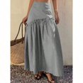 thumbnail image 2 of Black Striped High-Waist Tiered Maxi Skirt With Ruffled Waistband, 2 of 6