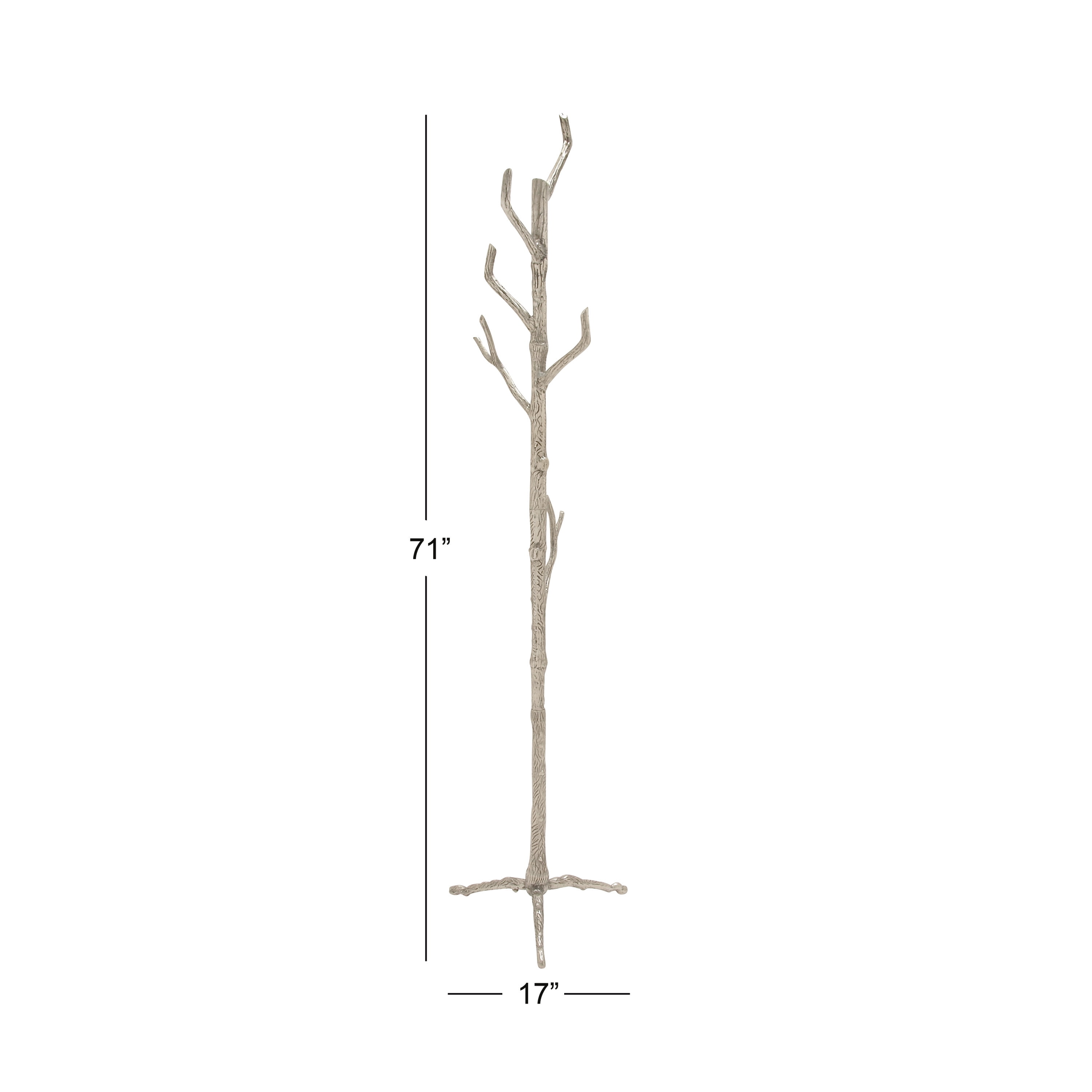 DecMode 17 x 71 Silver Aluminum Metal Coat Rack 1 Piece