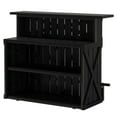 thumbnail image 4 of Yardi Yarda Black Wood Bar Counter with Rustic X-Frame, Bar Counter with Open Shelves & Large Countertop, Functional Bar Table with Foldable Footrest & Stable Legs for Indoor, Black, 4 of 5