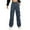 Dark Gray, variant on Bibifish Womens Jeans Dark Blue Elastic Waist Cargo Tapered Denim Pants Multi-Pocket Detail Relaxed Fit Casual Daily Wear Trendy Jeans