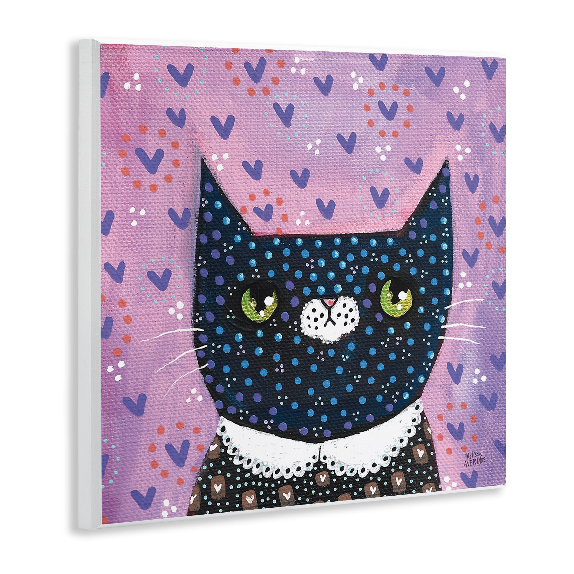 Stupell Industries Whimsical Patterned Cat Animals & Insects Painting Unframed Art Print Wall Art, 12 x 12