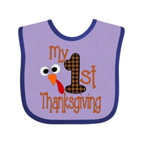 Inktastic Plaid 1st Thanksgiving Turkey Boys or Girls Baby Bib