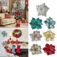 thumbnail image 2 of Selrti Artificial Christmas Flowers Large Glitter Magnolia Decoration Sparkling Xmas Tree Ornaments Wreath Garland Home Party Decor DIY Crafts, 2 of 7