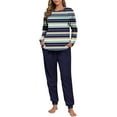 thumbnail image 4 of Women's Plush Winter Pajama Set with Printed Round Neck Long Sleeve Top and Drawstring Pants for Cozy Sleepwear, 4 of 7