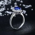 thumbnail image 5 of 2 Carat Classic 8x6mm Oval Cut Blue Sapphire And Moissanite Diamond Halo Engagement Ring in 10k White Gold, 5 of 5