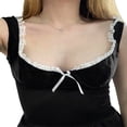 thumbnail image 3 of Women‘s Mini A-Line Dress  Sleeveless Bow Front Solid Color Lace Trim Tank Dress, 3 of 7