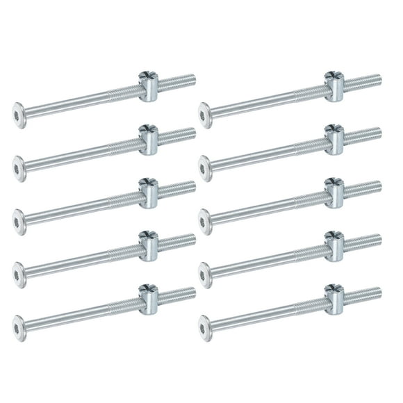 Uxcell 10 Set Bed Frame Bolts, M6 x 90mm Hex Socket Head Screws Bolts Barrel Nuts Bunk Bed Bolts Furniture Screws with Rice-shaped Head Barrel Nut for Chairs Cots, Silver