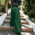 thumbnail image 3 of Yungyresw Womens Baggy Harem Pants Solid Color Wide Leg High Smocked Waist Flowy Pants For Women Summer Beach Lounge Casual Trousers Deep Green L, 3 of 5