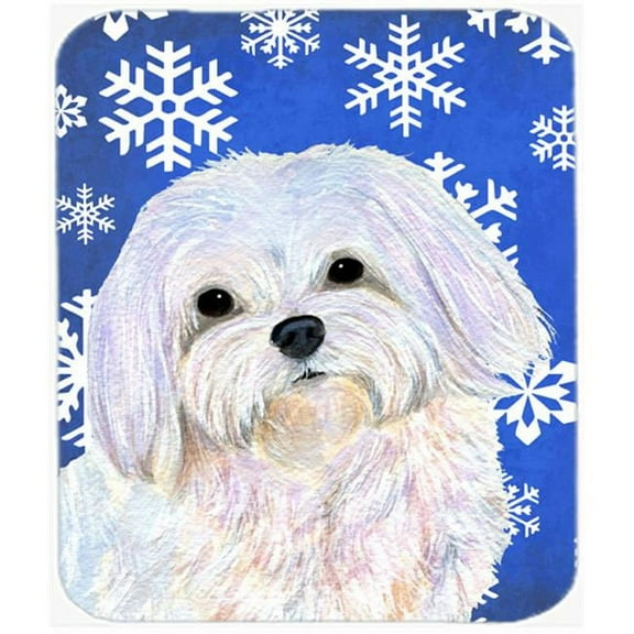 Maltese Winter Snowflakes Holiday Mouse Pad, Hot Pad Or Trivet