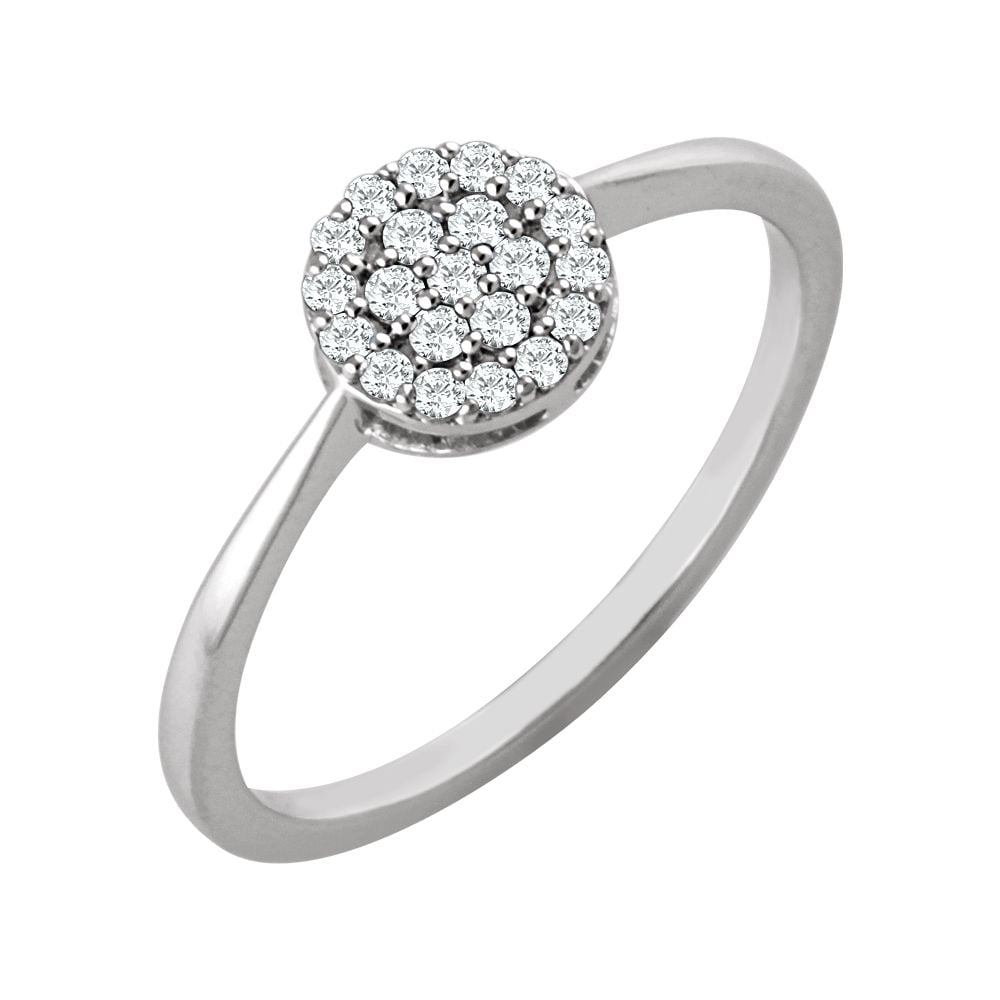 Diamond2Deal - 14K White Gold Women 1/5 Cttw Diamond Cluster Engagement
