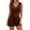 Coffee, variant on Vhkiploz 2Pcs Sleepwear Sets Pajamas for Women's V-Neck Sleeveless Tank Blouse with Elastic Waist Shorts Solid Color Everyday Nightwears
