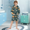 thumbnail image 3 of FORMRS Niños Bathrobe Unisex Hooded Robe Soft Plush Pajamas Sleepwear, Size 7-9T, Green Floral Oranges, 3 of 7