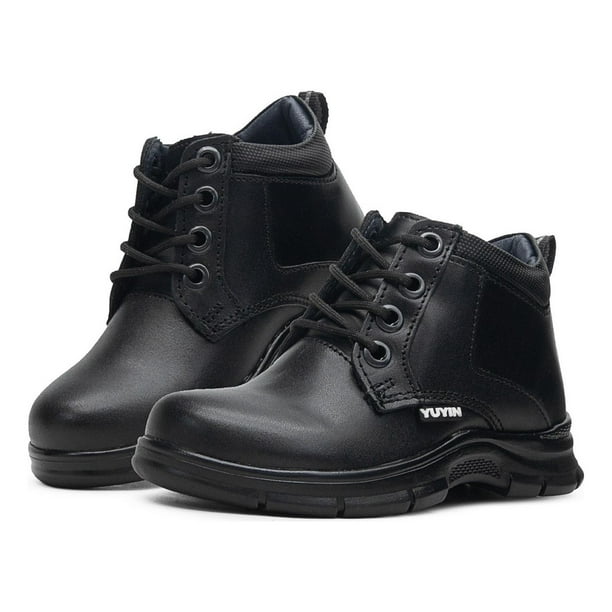 Bota Escolar Niño Piel Cordones Vacuno Plantilla Confort negro 18
