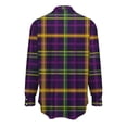 thumbnail image 5 of LEKWK Mardi Gras Shirts Plaid Check Pattern Button Down Blouses & Button-Down Shirts Long Sleeve Lapel Neck Casual Work Office Wear Outfits, 5 of 5