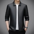 thumbnail image 3 of Chaquetas de cuero de calidad para hombre, cuello polo de otoño, genuinas, para jóvenes y medianas edades, de negocios, informales, para hombres, 3 of 5