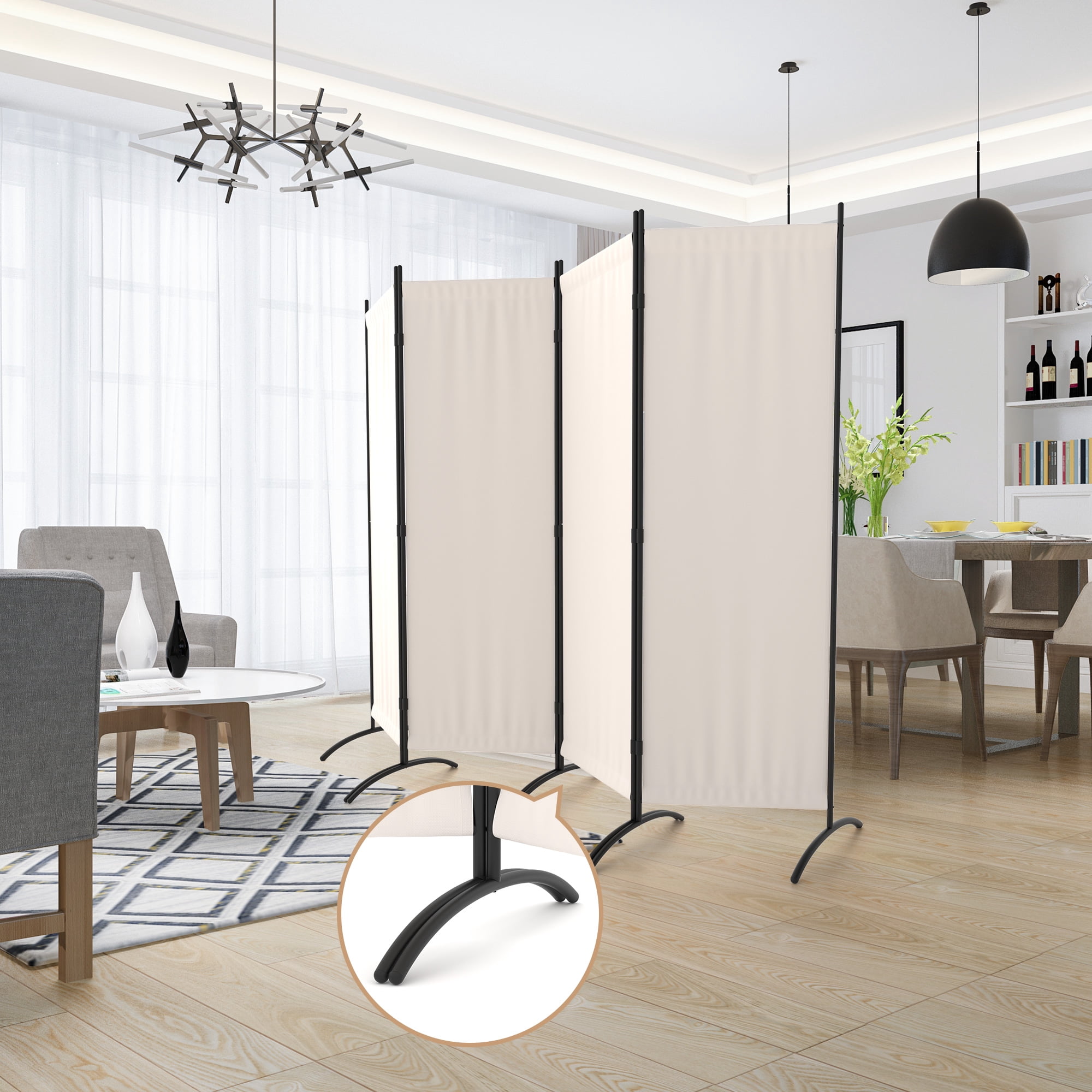 Room Divider 7FT Portable Room Dividers And Folding Privacy Screens, 89'' W Fabric Divider For Room Separation, 4 Panel Partition Room Dividers Freestanding Wall Divider Screen For Dorm Studio Office