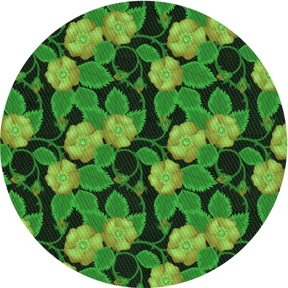 Ahgly Company Indoor Round Patterned Deep Emerald Green Area Rugs, 6' Round