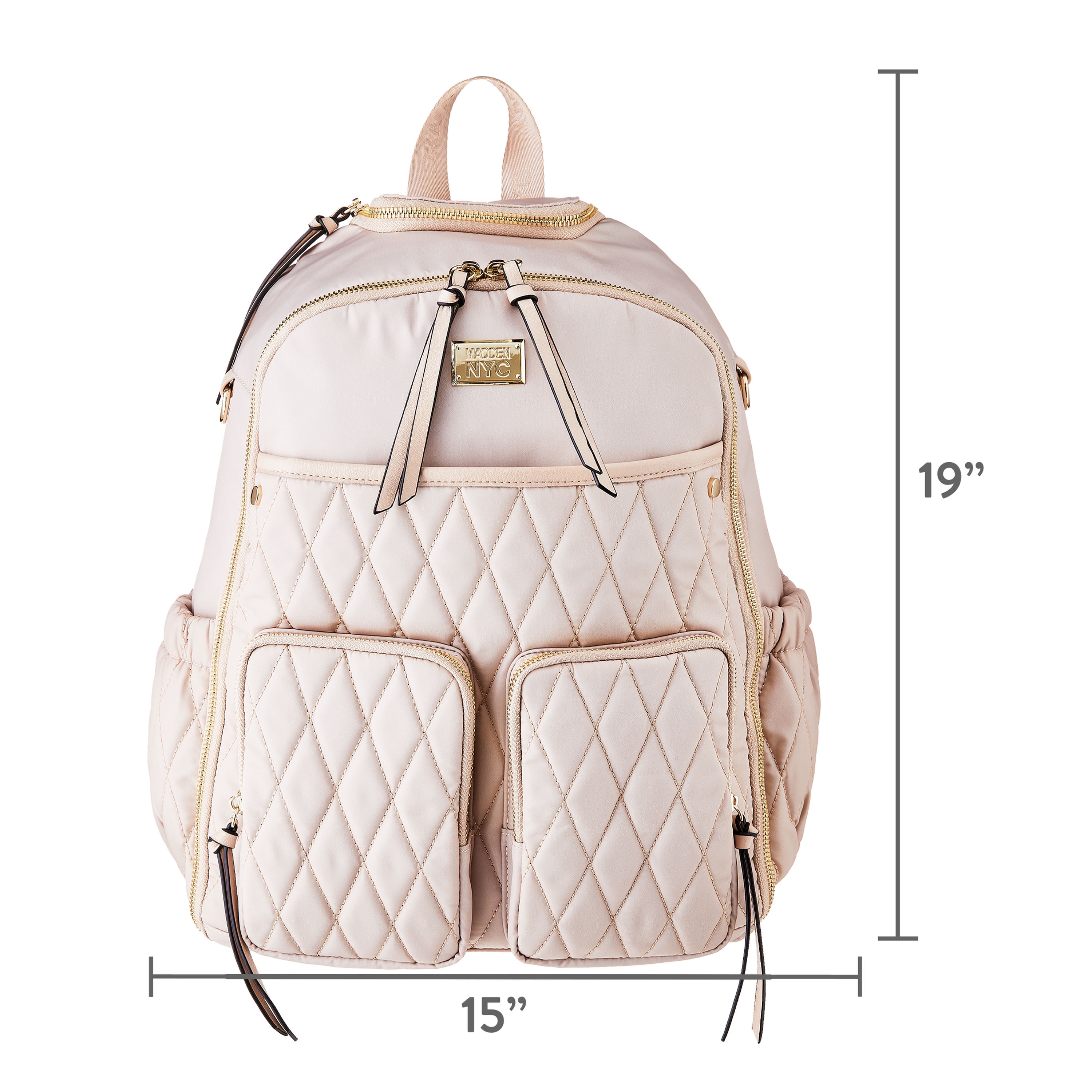 Madden NYC Women's Diaper Backpack Quilted Khaki