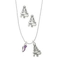 thumbnail image 1 of Delight Jewelry Silvertone Mini Purple Running Shoe Silver tone Zig Zag Christmas Tree Charm Necklace and Stud Earrings, 1 of 4