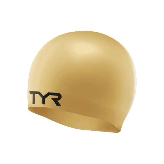TYR Silicone Swim Cap for Men and Women – Wrinkle-Free, Durable & Tear Resistant, Low Drag Training & Competition Cap, Gold