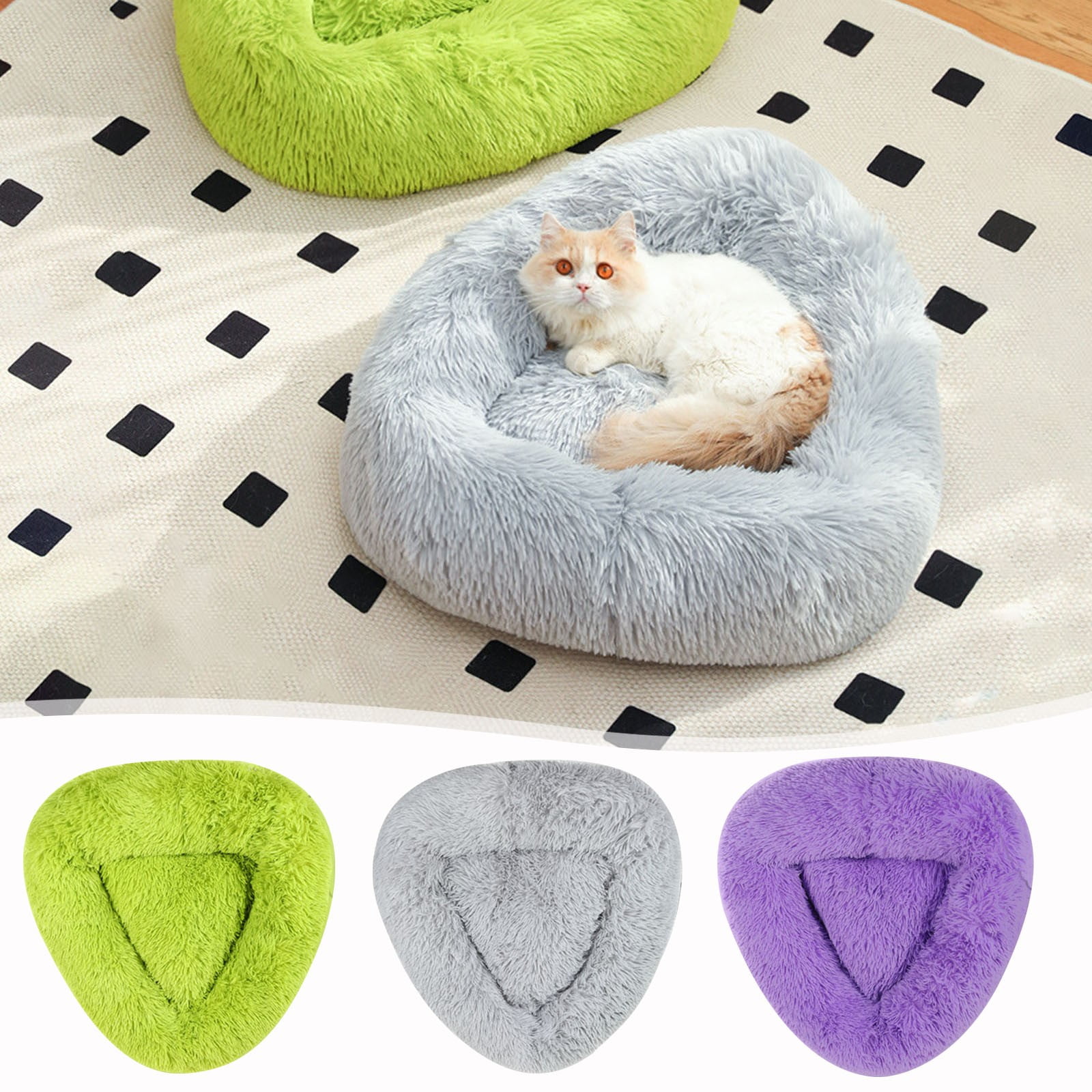 Matoen Medium Small Dog Bed Washable - Triangle Pet Bed for Indoor Cats with Bolster Soft Cuddle Bed for Puppies with Slip-Resistant Bottom, 27.5 inches