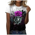 thumbnail image 2 of Teissuly Women's Fashion Casual Loose Blouse Printing Round Neck T-Shirt Shirts Blouse Print Tee, 2 of 4