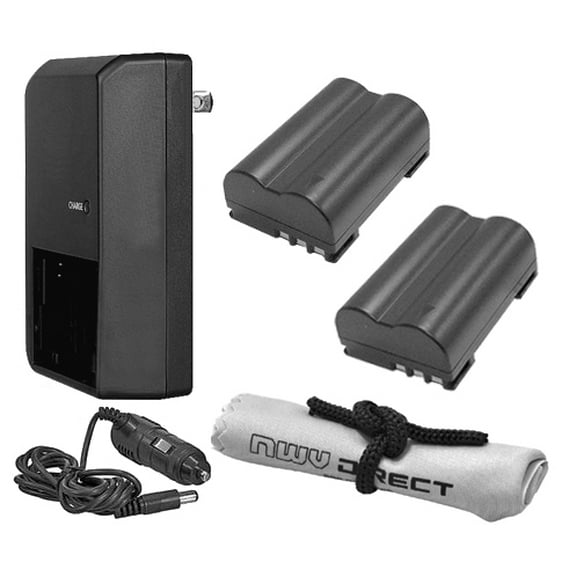 Olympus Evolt E-330 'Intelligent' Batteries (2 Units) + AC/DC Travel Charger + Nwv Direct Microfiber Cleaning Cloth.