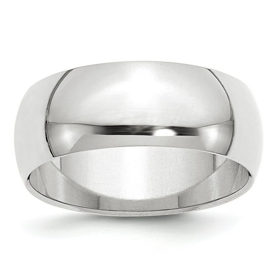 14k White Gold 8mm Half-Round Band - Size 4.5