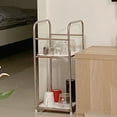 thumbnail image 3 of Estante de almacenamiento de acero inoxidable resistente, estantería lateral, soporte para mesa, para baño y dormitorio, tres capas (tres tableros), 3 of 5