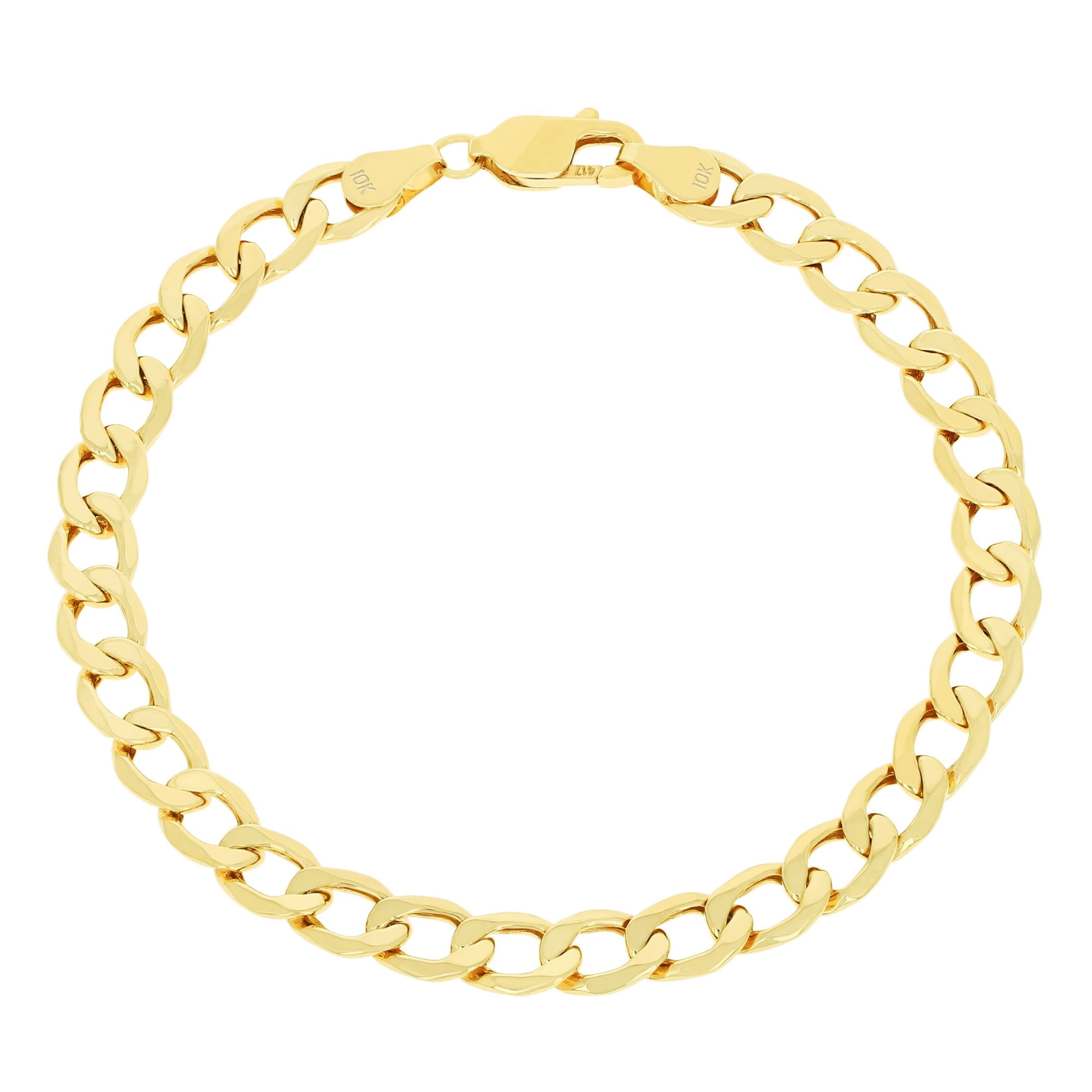 Nuragold 10k Real Yellow Gold Cuban Curb Link 6.5mm Chain Bracelet (7"-9") Italian Jewelry for Men & Women