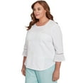 thumbnail image 3 of Alfred Dunner Womens Plus-Size Lace Patchwork Embellished Sleeve Top, 3 of 4