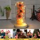 thumbnail image 5 of Flor de luz LED Botella decorativa Lámpara seca Preservada Mujeres Regalo Decoración Funciona con pilas Decoración romántica de la boda en casa Rosa Rojo Rosa Speravity HA009077-03B, 5 of 6