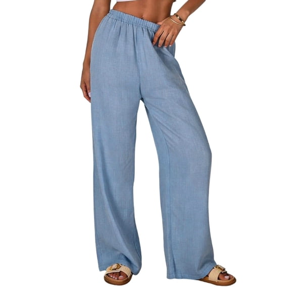 Admvng Women Pants Casual Summer Stretch Lightweight Comfy High Waisted Wide Leg Tall Pant With Pocket Size S-2XL