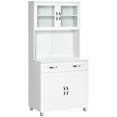 thumbnail image 3 of HOMCOM 67" Pantry Cabinet, Modern Kitchen Hutch, Freestanding Storage Cabinet with Glass Doors, Adjustable Shelves and Drawers, White, 3 of 10