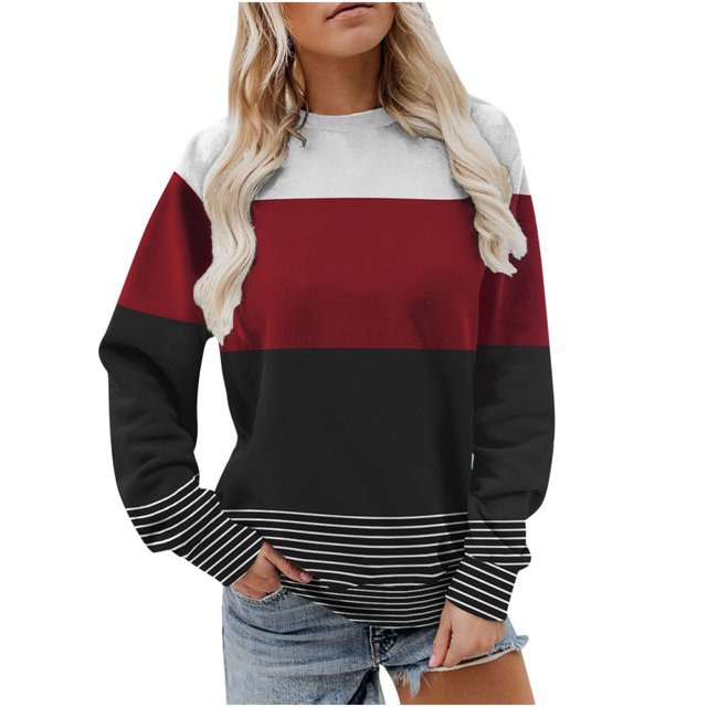 Moda mujer manga larga impresa damas o-cuello blusa tops camisetas sudadera Pompotops gfhjh18759