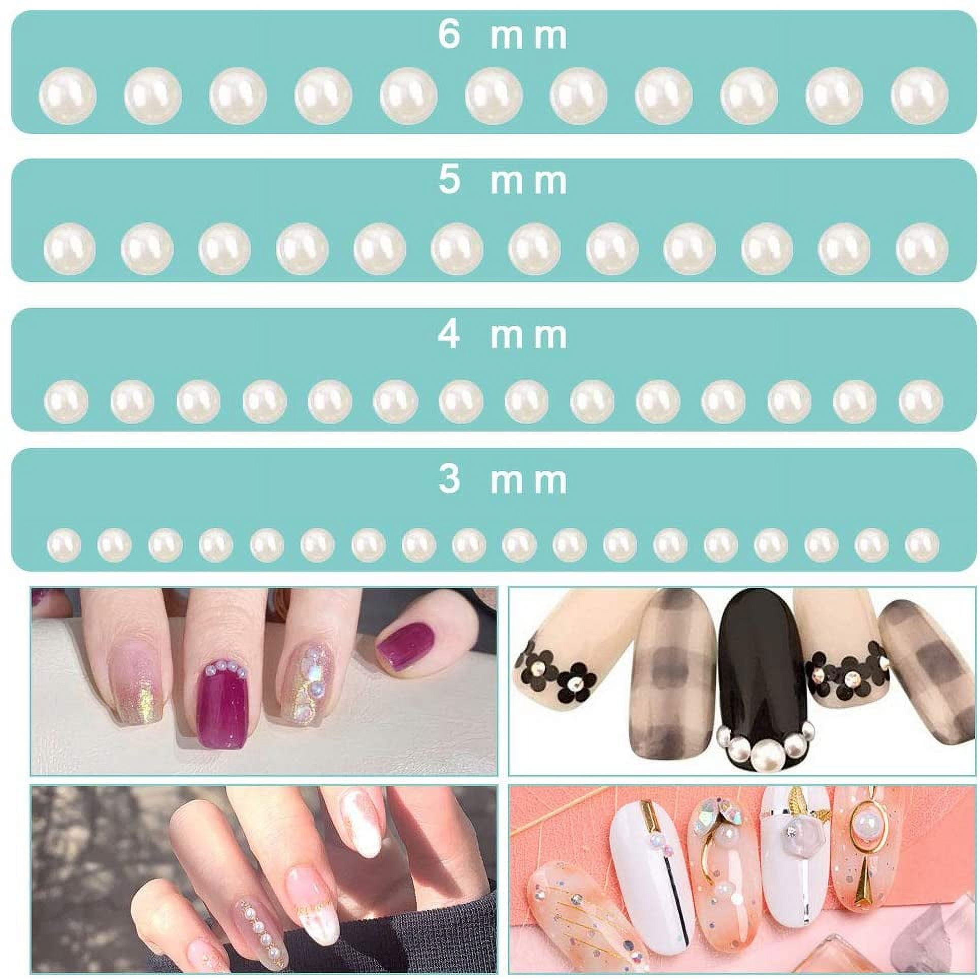  EXCEART 12 Sheets Pearl Flatback Beads Hair Diamonds Stick on  Pearl Nail Charms Pearl Face Stickers Pearl Nail Gems Clear Round Stickers  Pearls for Nails Crafts Child White Symphony : Beauty