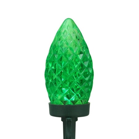 Set of 50 Green LED Faceted C9 Christmas Lights on Spool - Green