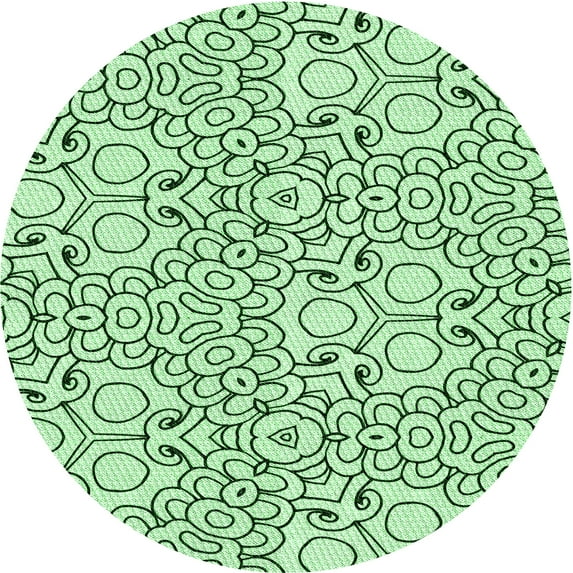 Ahgly Company Indoor Round Patterned Mint Green Area Rugs, 3' Round