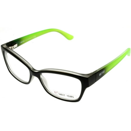 Sweet Years Eyewear Frame Women Black Green Rectangular SY355 02 Italian Made