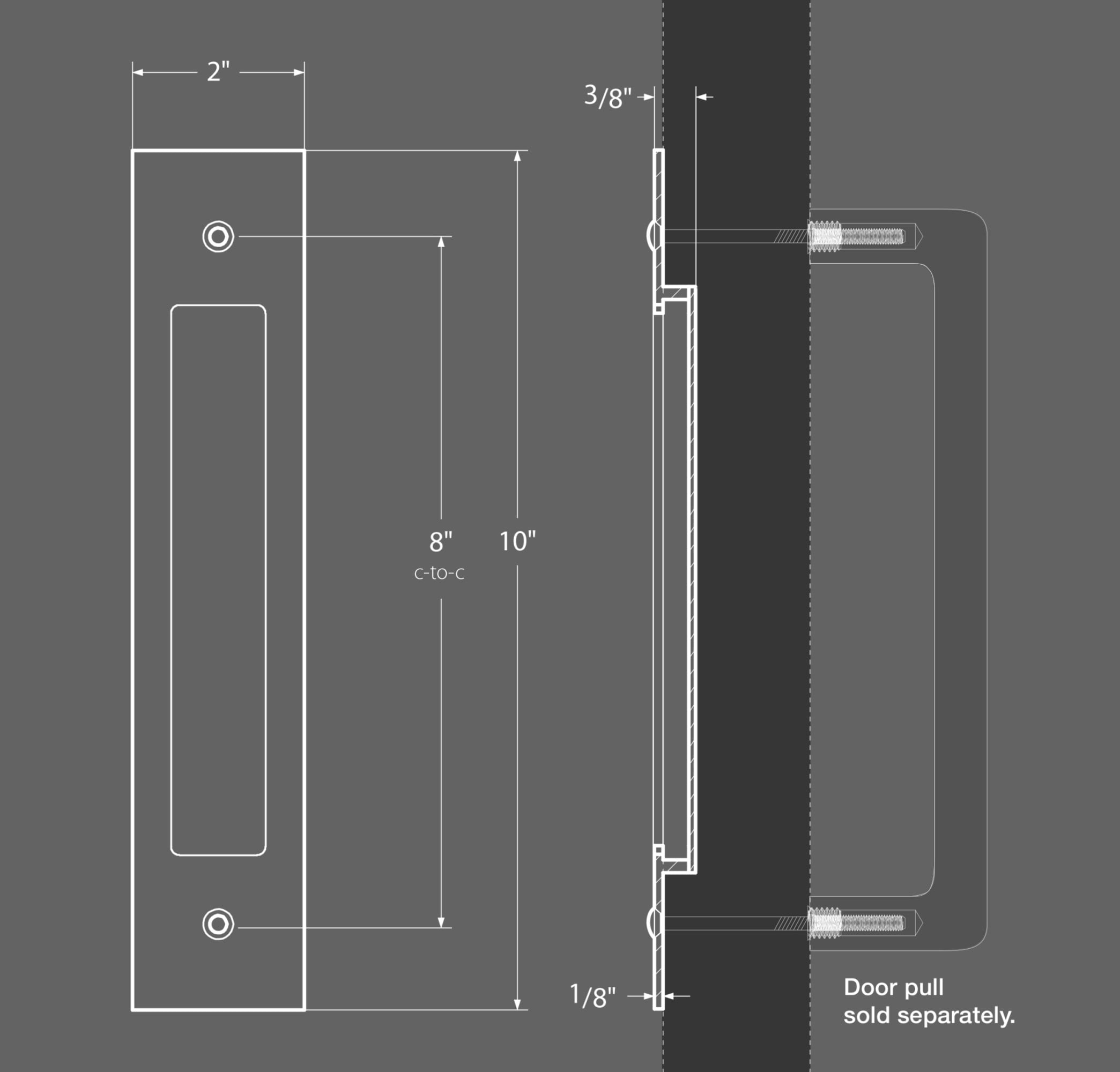 Emtek 221710 Modern Rectangular 8" Center To Center Flush Door Pull - Bronze