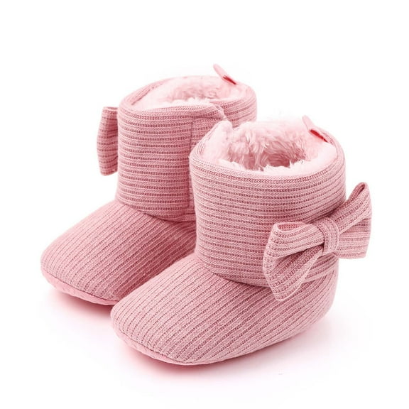HBYJLZYG Baby Shoes Snowfield Booties Knited Prewalker, Winter Toddler Baby Boys Girls Bow Thicken Fleece Soft Anti-Slip Sole Snow Booties