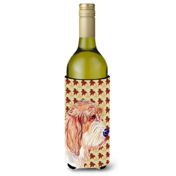 Petit Basset Griffon Vendeen Fall Leaves Portrait Wine Bottle Hugger